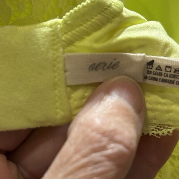 AERIE 36C Lined Lace Bow Sofie Bra Bright Green - Picture 3 of 5